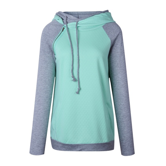 Green/gray sweater shirt hoodie - Picture 4 of 7